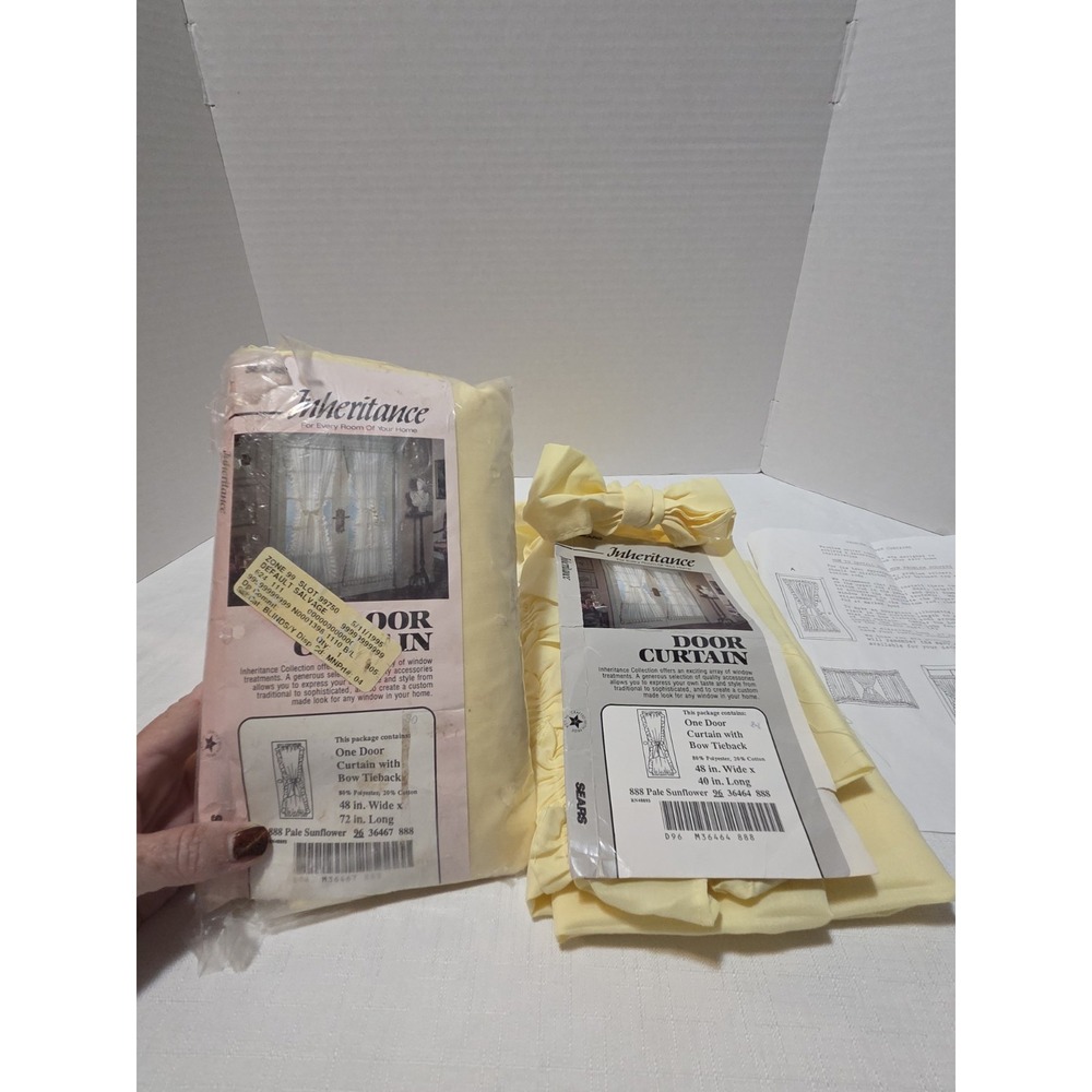Vintage Sears Door Curtain Rod Pocket w/ Tieback Yellow Cottagecore, farmhouse